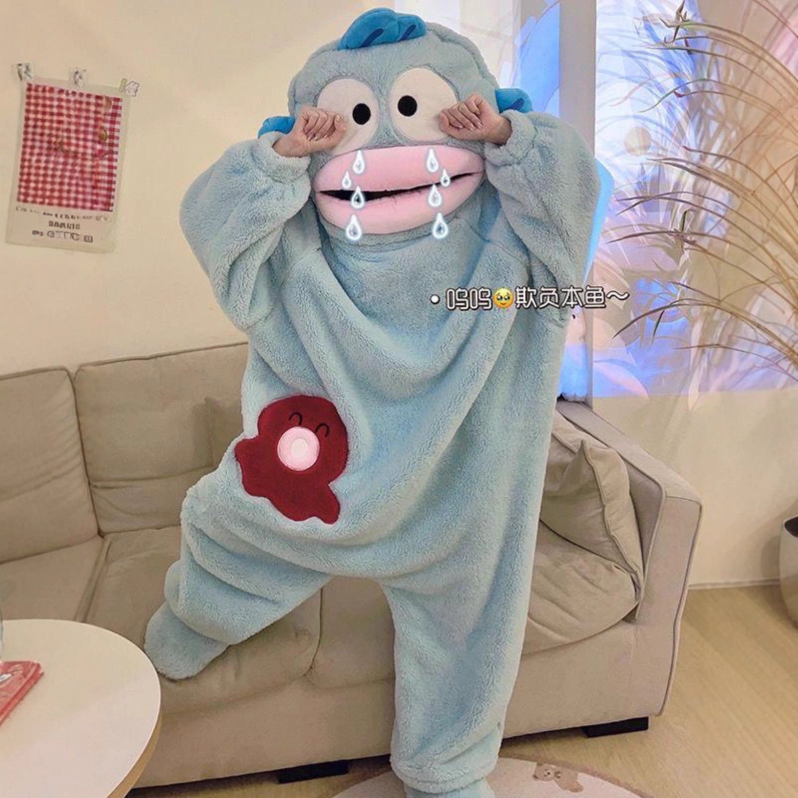 Women's Fish Onesie Pajamas with Shoes - Soft Fleece Adult Footed Sleepwear, Cute Animal Kigurumi