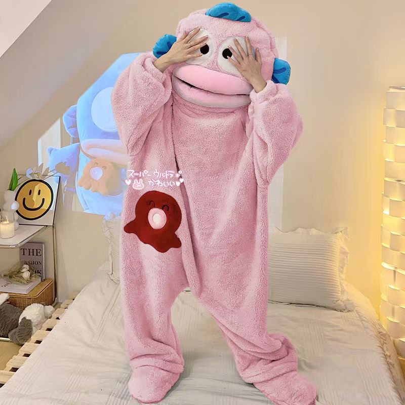 Women's Fish Onesie Pajamas with Shoes - Soft Fleece Adult Footed Sleepwear, Cute Animal Kigurumi