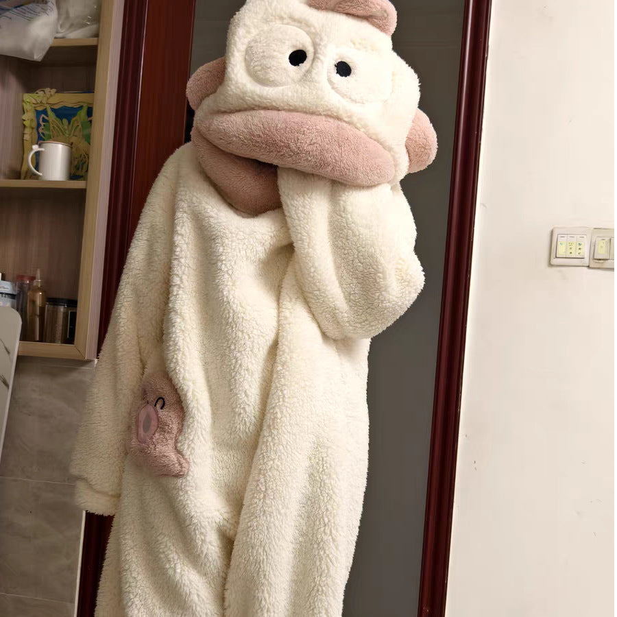 Women's Fish Onesie Pajamas with Shoes - Soft Fleece Adult Footed Sleepwear, Cute Animal Kigurumi
