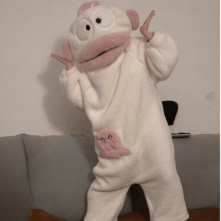 Women's Fish Onesie Pajamas with Shoes - Soft Fleece Adult Footed Sleepwear, Cute Animal Kigurumi