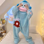 Women's Fish Onesie Pajamas with Shoes - Soft Fleece Adult Footed Sleepwear, Cute Animal Kigurumi