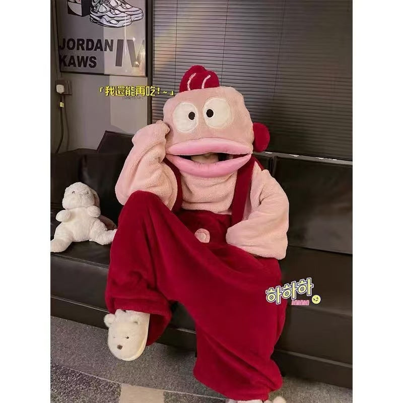 Women's Fish Onesie Pajamas with Shoes - Soft Fleece Adult Footed Sleepwear, Cute Animal Kigurumi