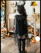 Girls Medieval Halloween Costume & Black Boots | Stage Show Dress