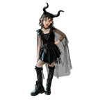 Girls Medieval Halloween Costume & Black Boots | Stage Show Dress