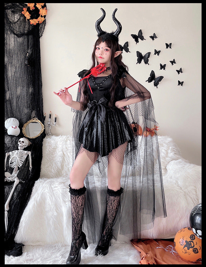 Girls Medieval Halloween Costume & Black Boots | Stage Show Dress