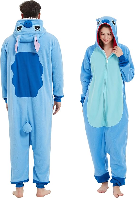 Stitch & Angel & Leroy Onesie Pajamas for Adult & Teenager Halloween Costume Cosplay Outfit