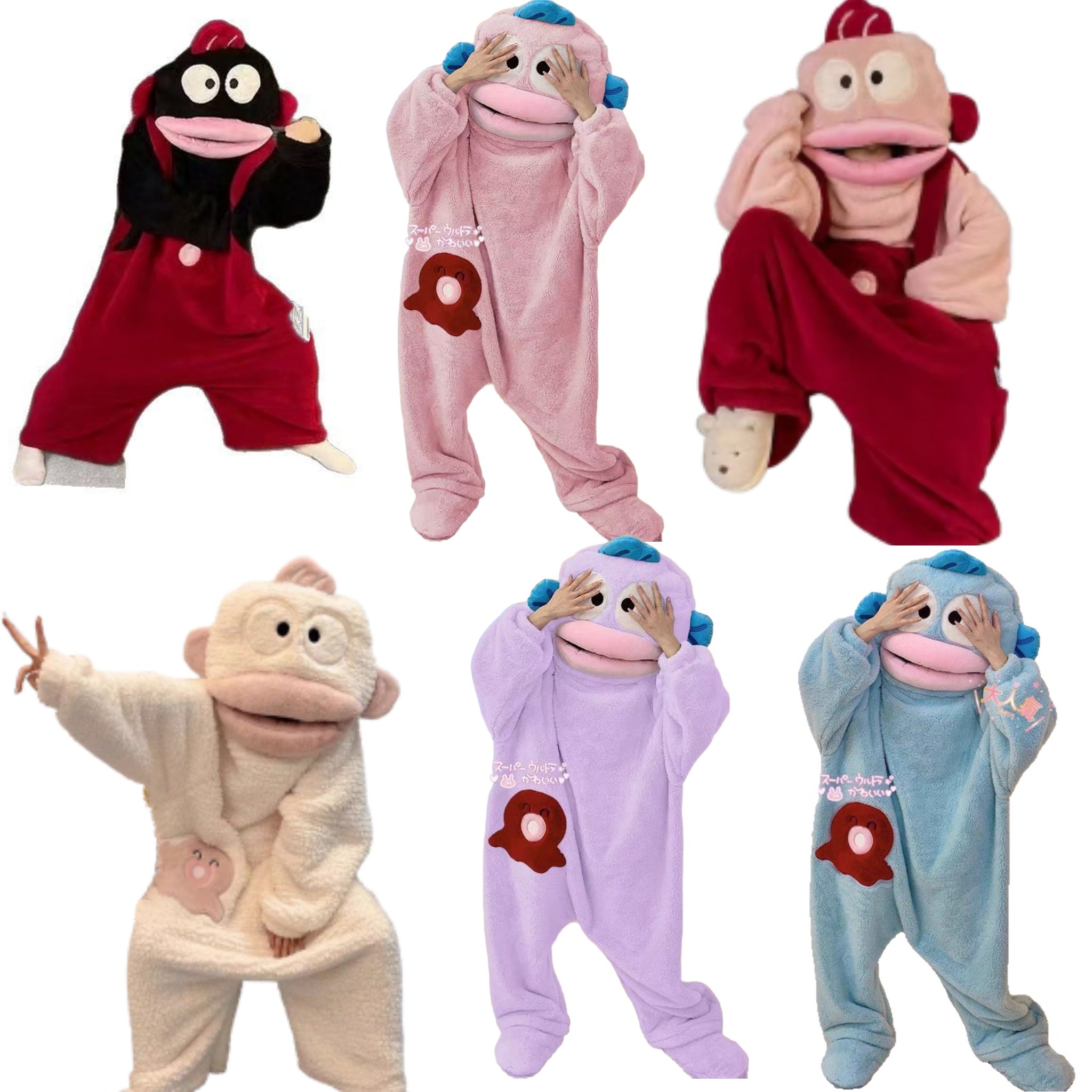 Women's Fish Onesie Pajamas with Shoes - Soft Fleece Adult Footed Sleepwear, Cute Animal Kigurumi