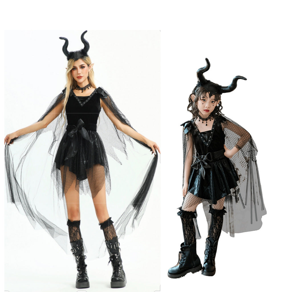 Girls Medieval Halloween Costume & Black Boots | Stage Show Dress