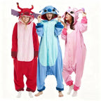 Stitch & Angel & Leroy Onesie Pajamas for Adult & Teenager Halloween Costume Cosplay Outfit