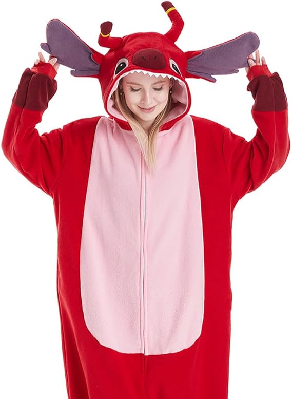 Stitch & Angel & Leroy Onesie Pajamas for Adult & Teenager Halloween Costume Cosplay Outfit
