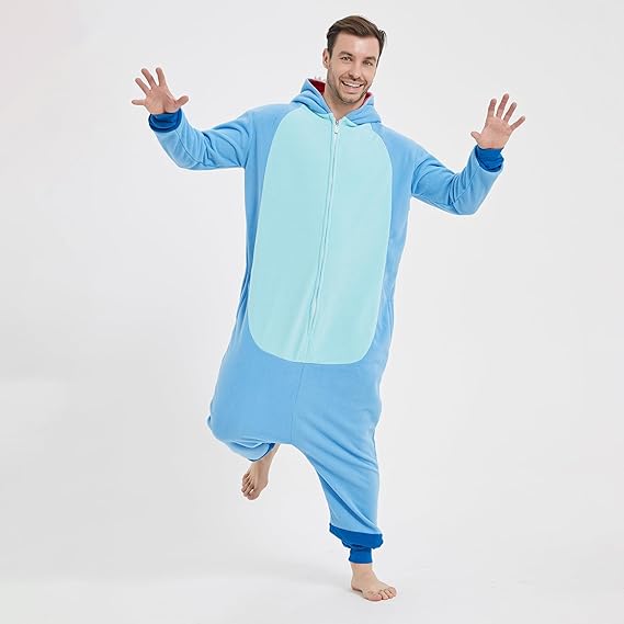 Stitch & Angel & Leroy Onesie Pajamas for Adult & Teenager Halloween Costume Cosplay Outfit