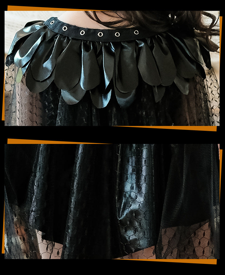 Girls Medieval Halloween Costume & Black Boots | Stage Show Dress