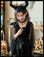 Girls Medieval Halloween Costume & Black Boots | Stage Show Dress